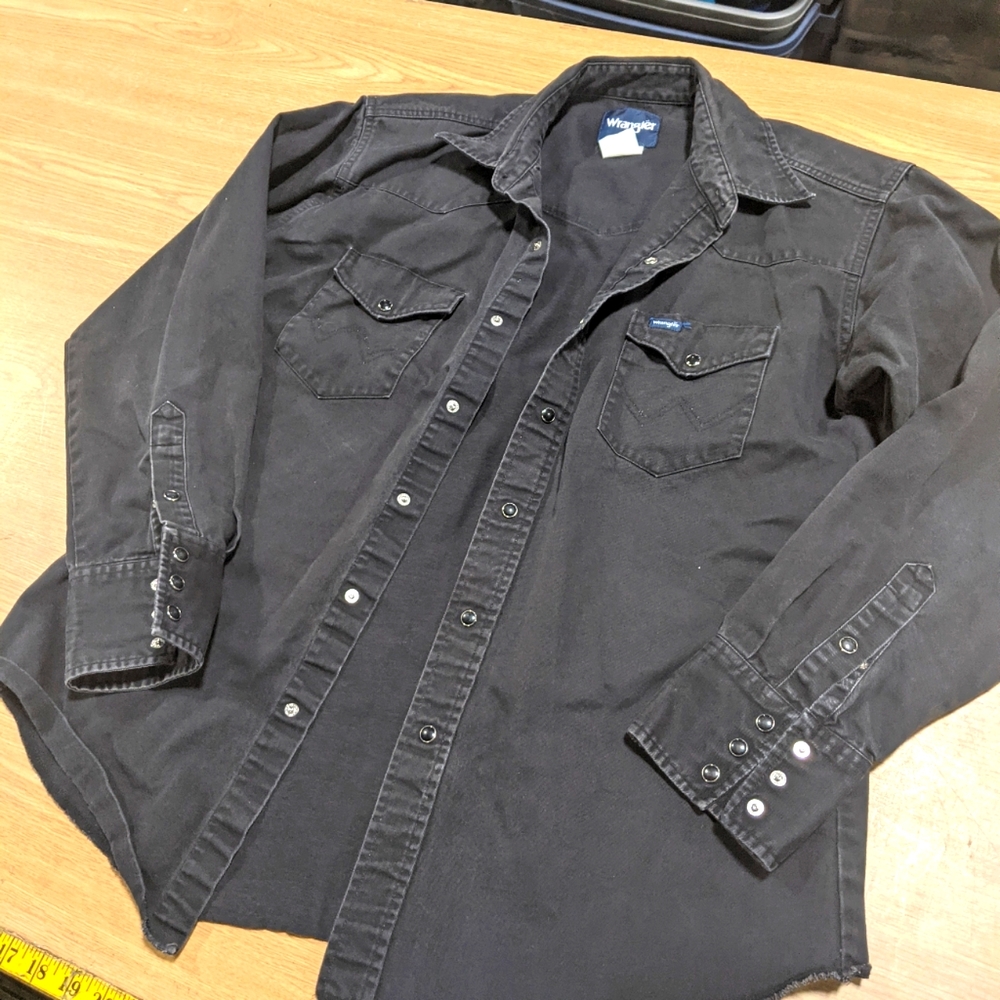 *charity fundraiser* Vintage black wrangler western button-up shirt large - Picture 1 of 5